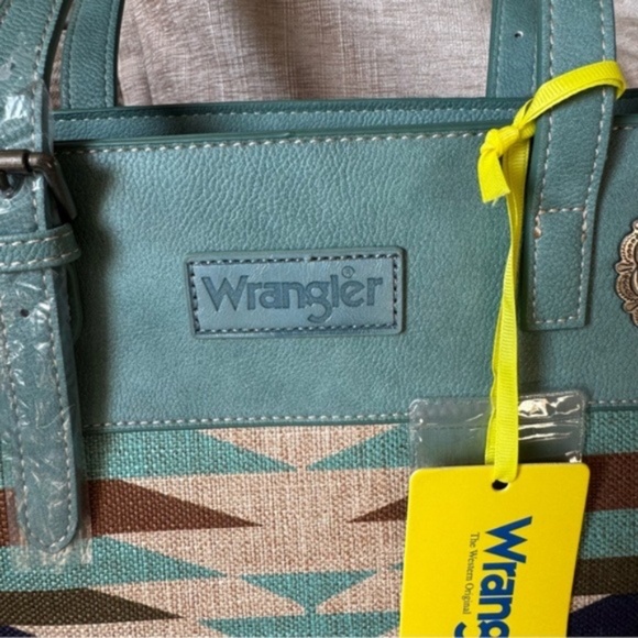 WRANGLER leather aztec concealed carry turquoise tote bag NWT - Picture 8 of 16